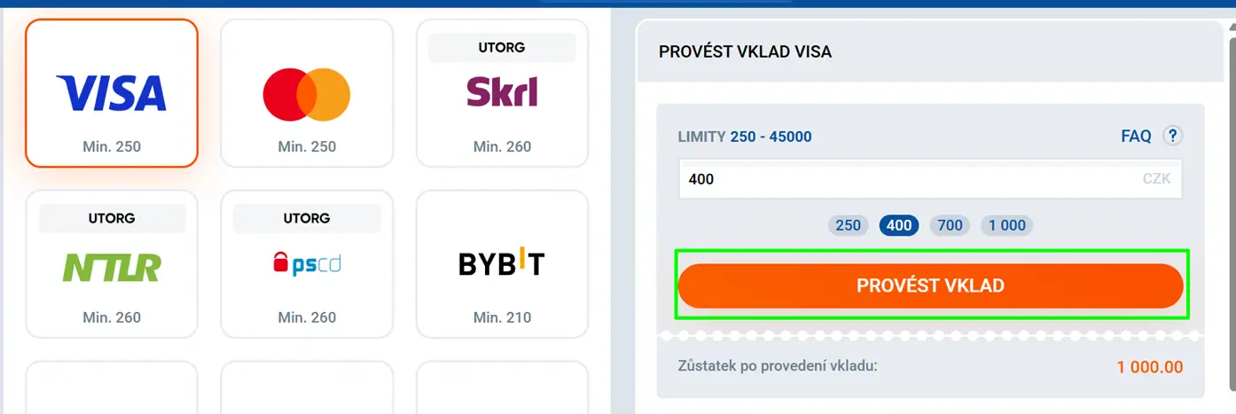 Jak provést vklad v českém online kasinu